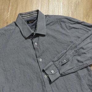 Ben Sherman Large Button Down Black And White Gingham Houndstooth Contrast Cuffs